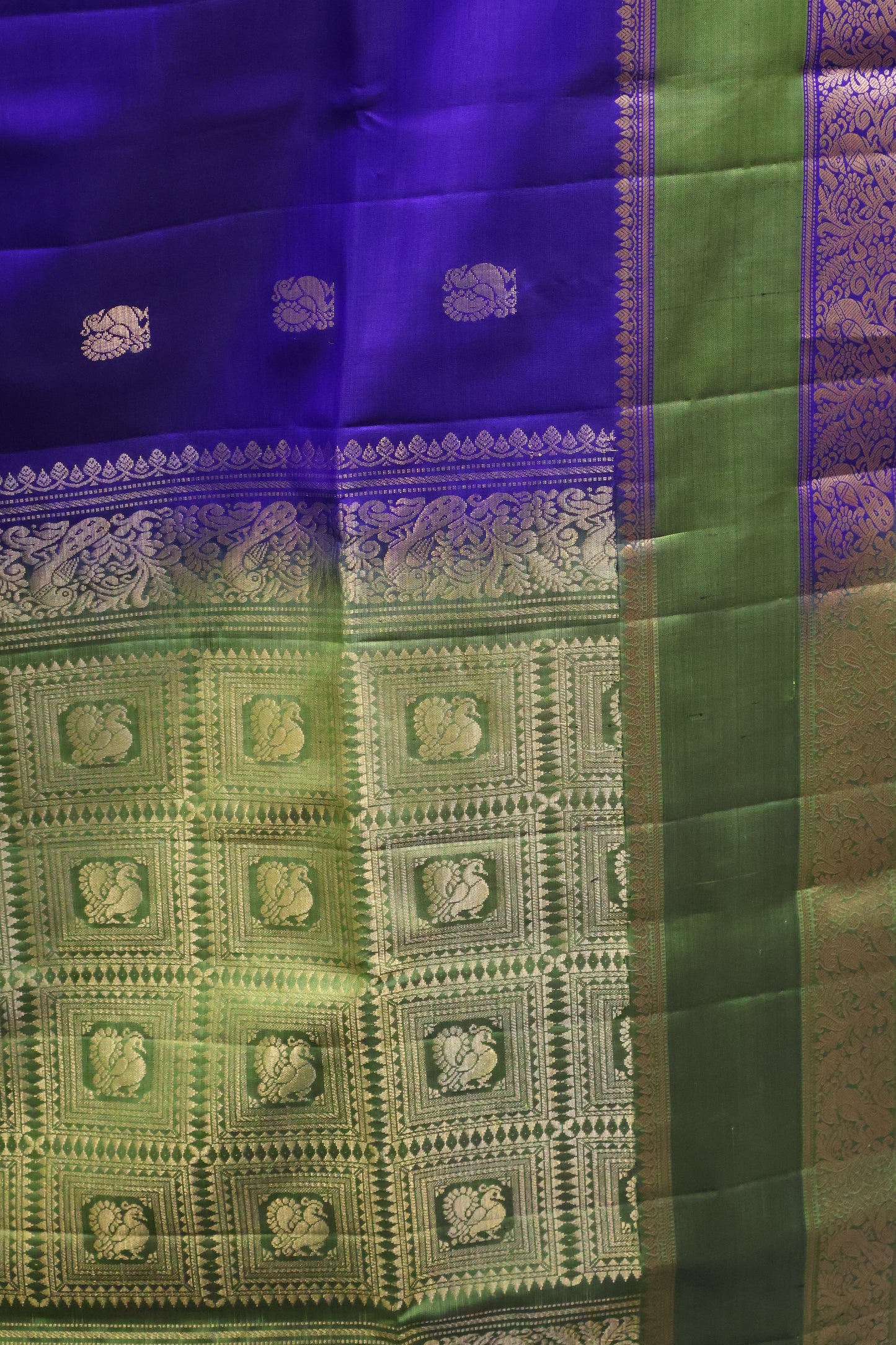 Pure Soft Silk Saree - Royal Blue-Green