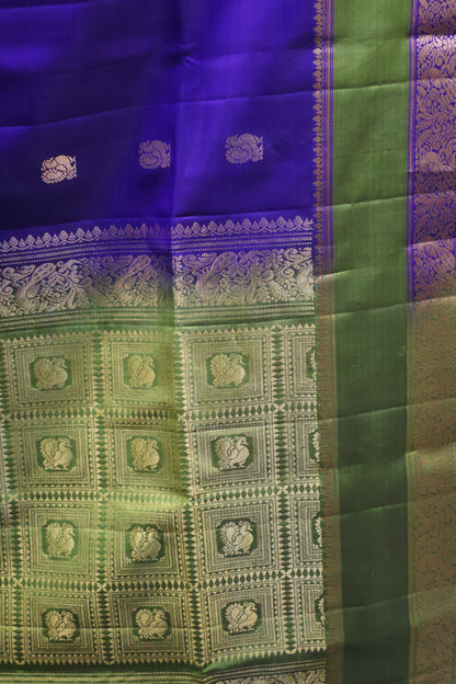 Pure Soft Silk Saree - Royal Blue-Green