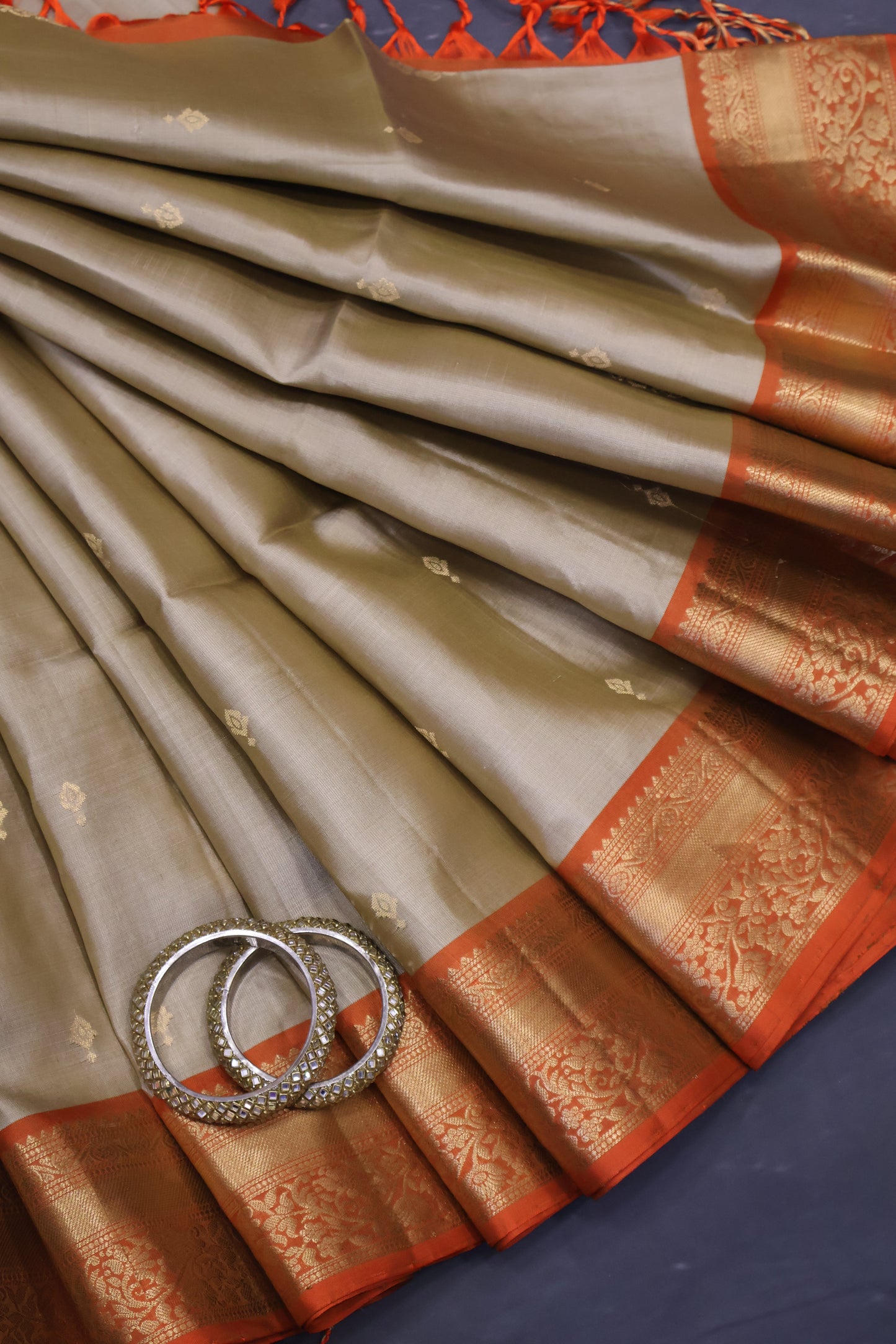 Pure Soft Silk Saree - Off White-Orange
