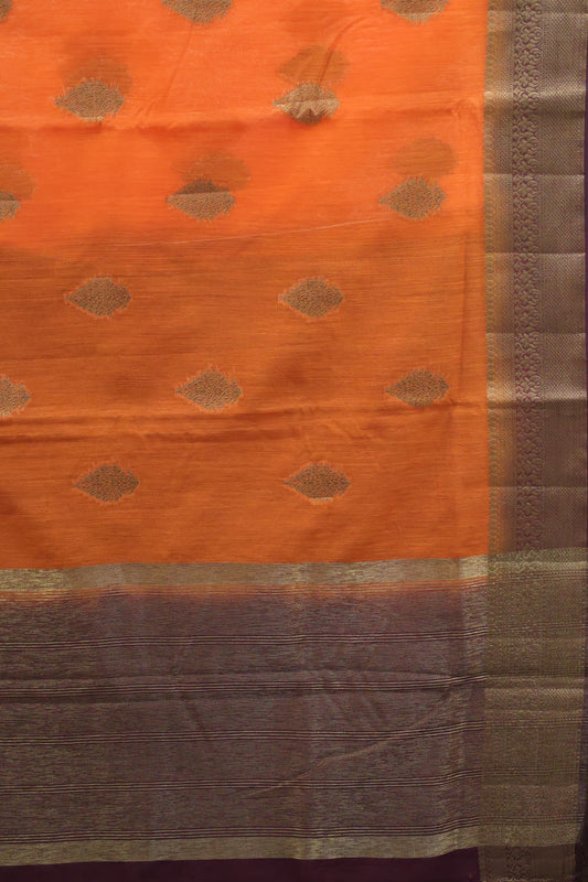 Bamboo Silk Saree-Bright Orange