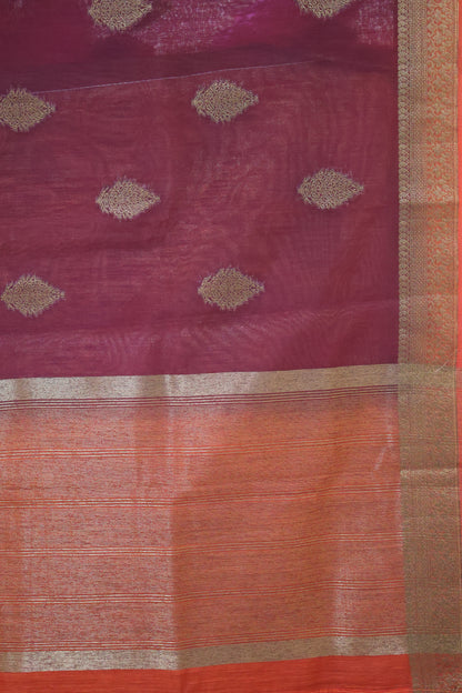 Bamboo Silk Saree-Maroon Tree Border
