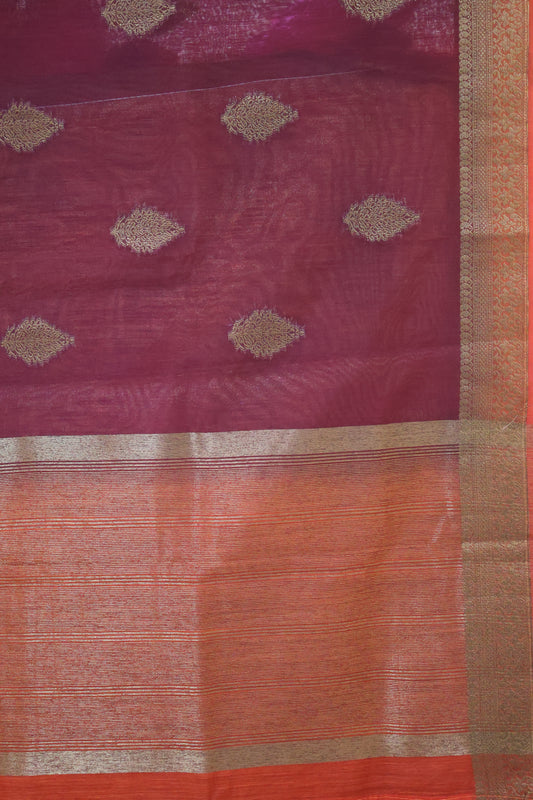 Bamboo Silk Saree-Maroon Tree Border