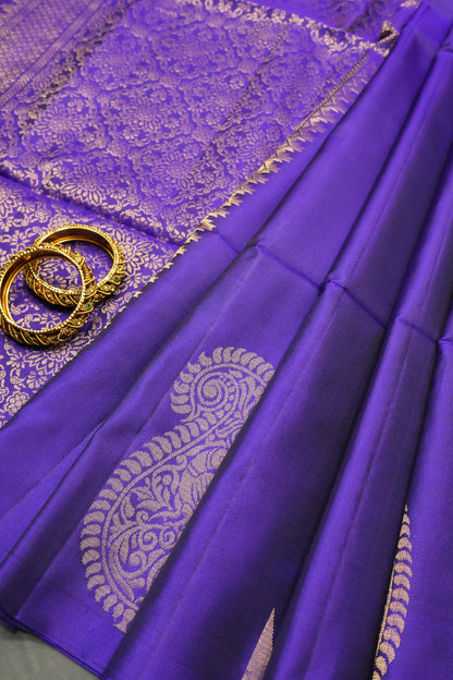 Pure Soft Silk Saree - Big Manga Royal Blue