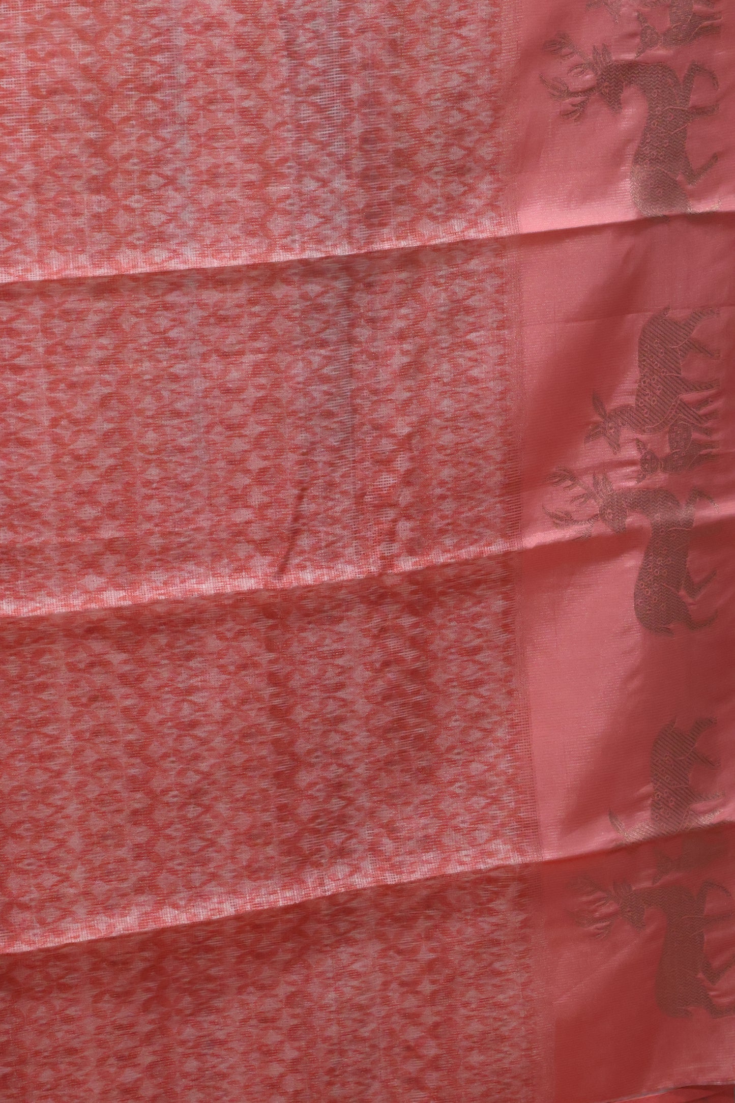 Mulberry Tussar Saree-Peach Pink Deer