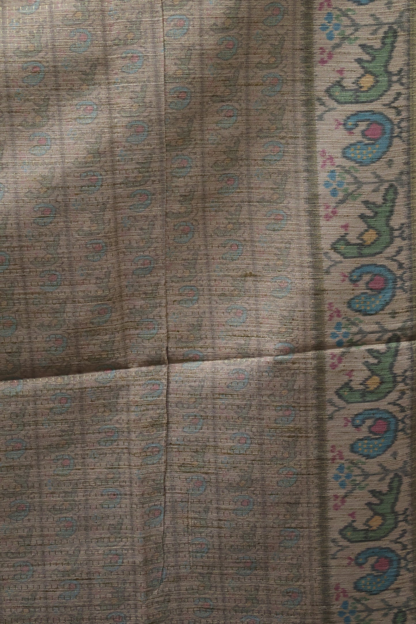 Semi Raw Silk Saree -Purple Zari Dot Lines