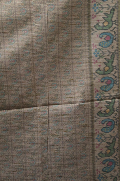 Semi Raw Silk Saree -Purple Zari Dot Lines