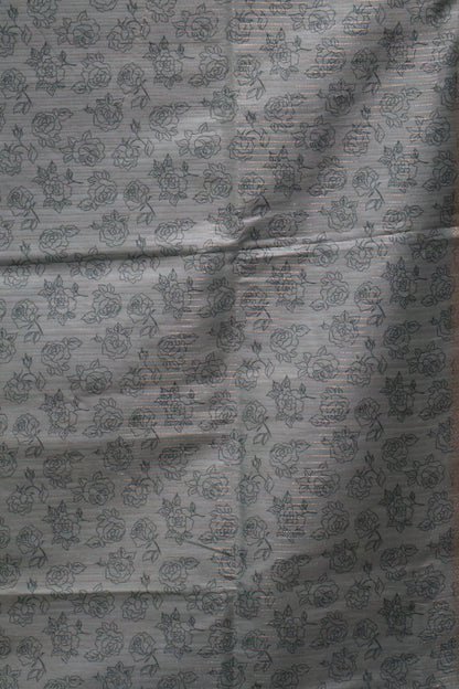 Tussar Saree-Greyish Blue Floral Tin Border