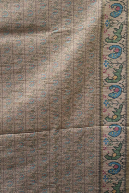 Semi Raw Silk Saree -Dark Purple Zari Dot Lines