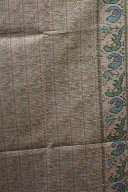 Semi Raw Silk Saree -Red Zari Dot Lines