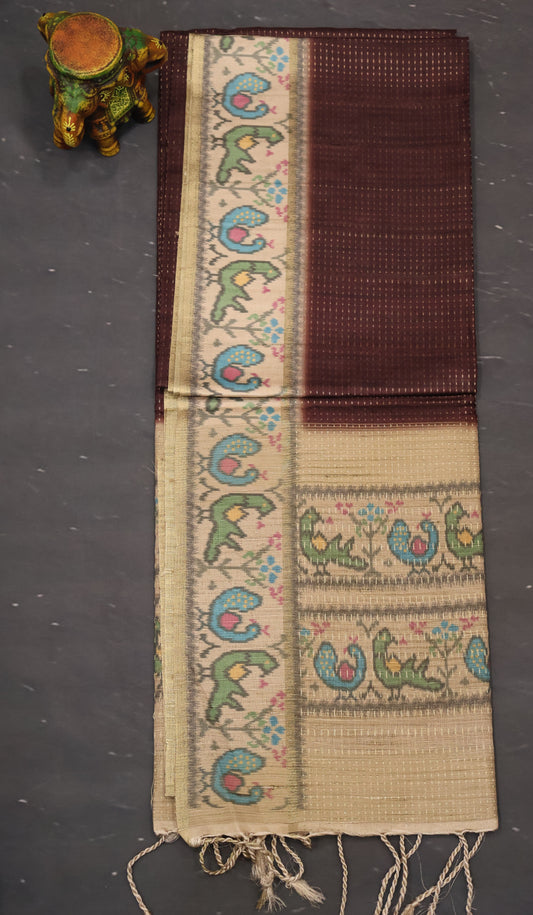 Semi Raw Silk Saree -Arakku Zari Dot Lines