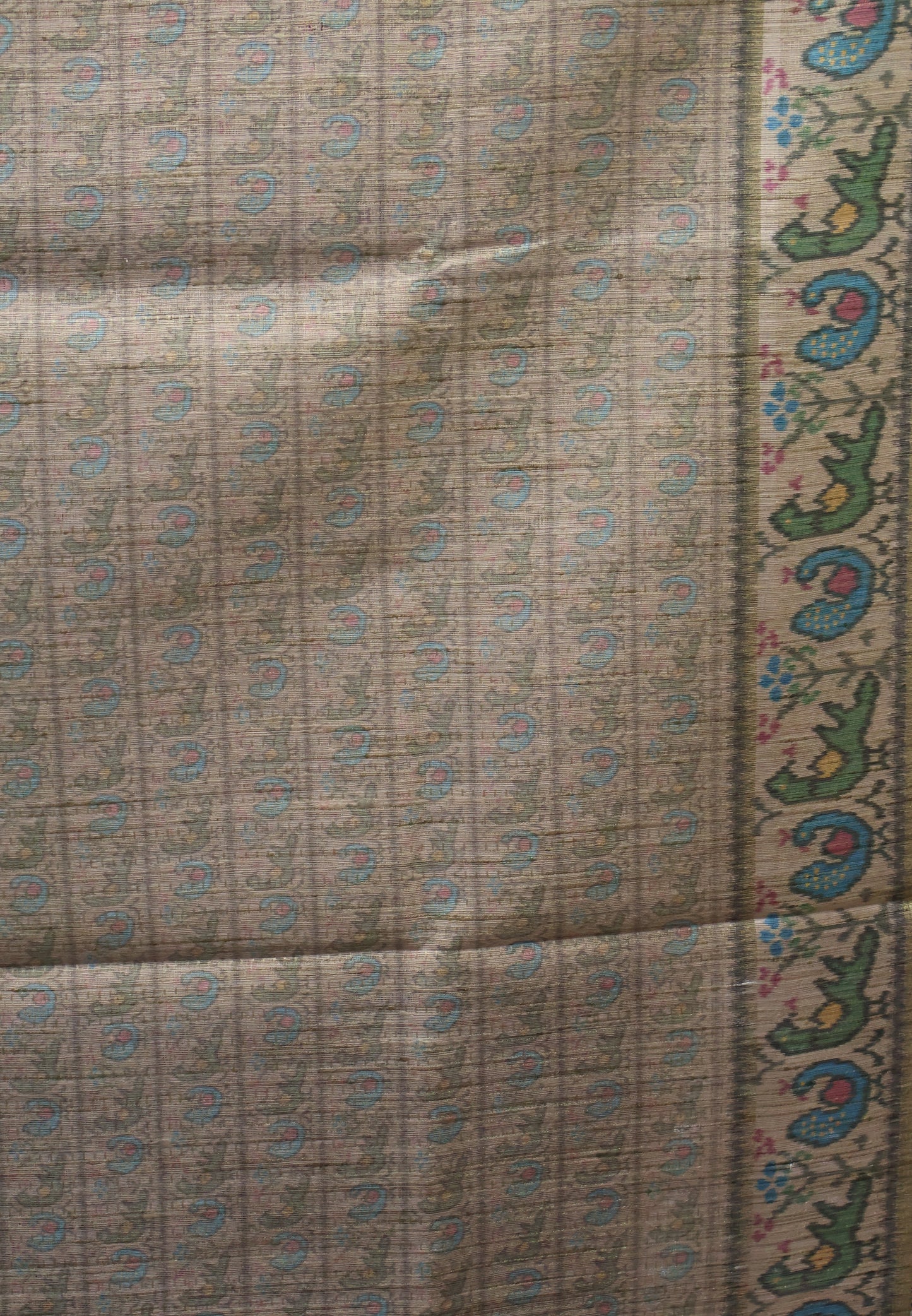 Semi Raw Silk Saree -Dark Honey Zari Dot Lines