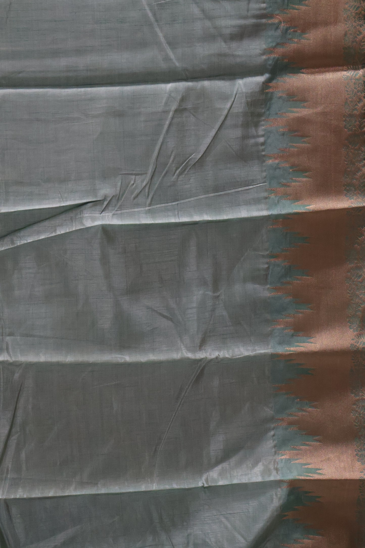 Semi Tussar Saree - Sea Green Temp Flower