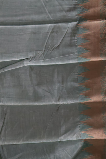 Semi Tussar Saree - Sea Green Temp Flower