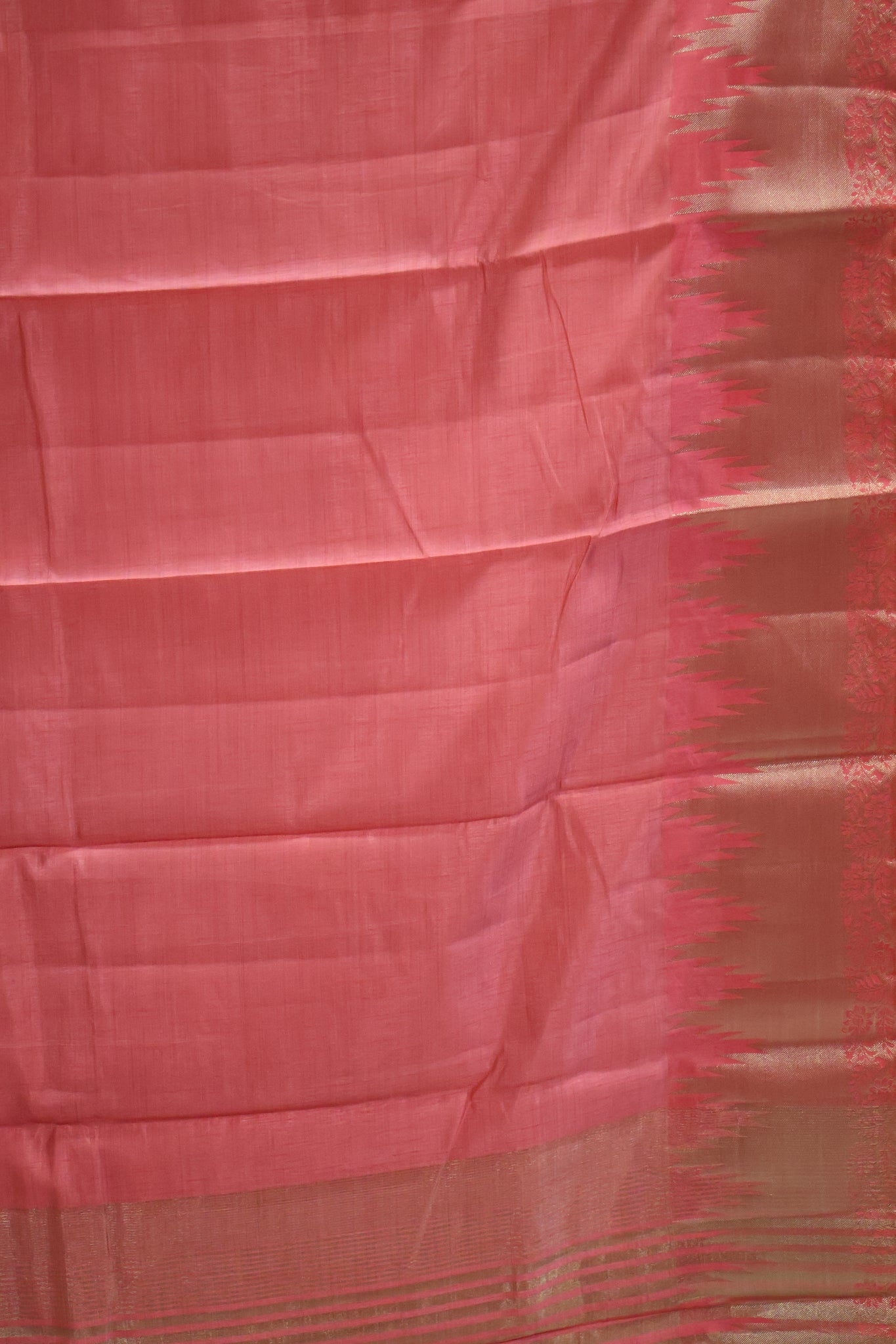 Semi Tussar Saree -Peach Pink Temp Flower
