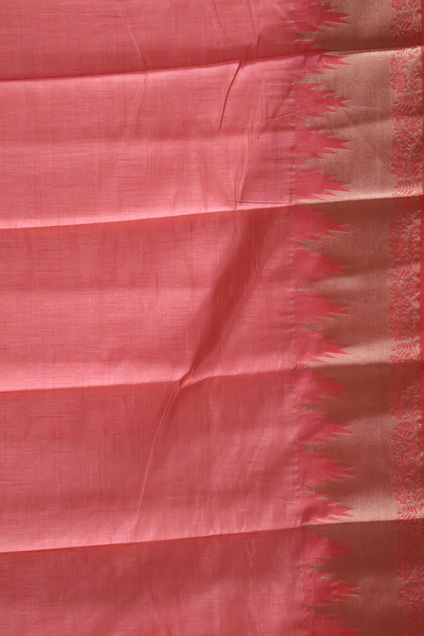 Semi Tussar Saree -Peach Pink Temp Flower