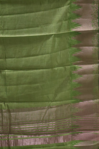 Semi Tussar Saree - Lite Green Temp Flower