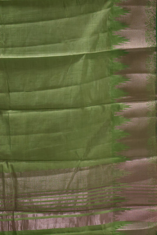 Semi Tussar Saree - Lite Green Temp Flower