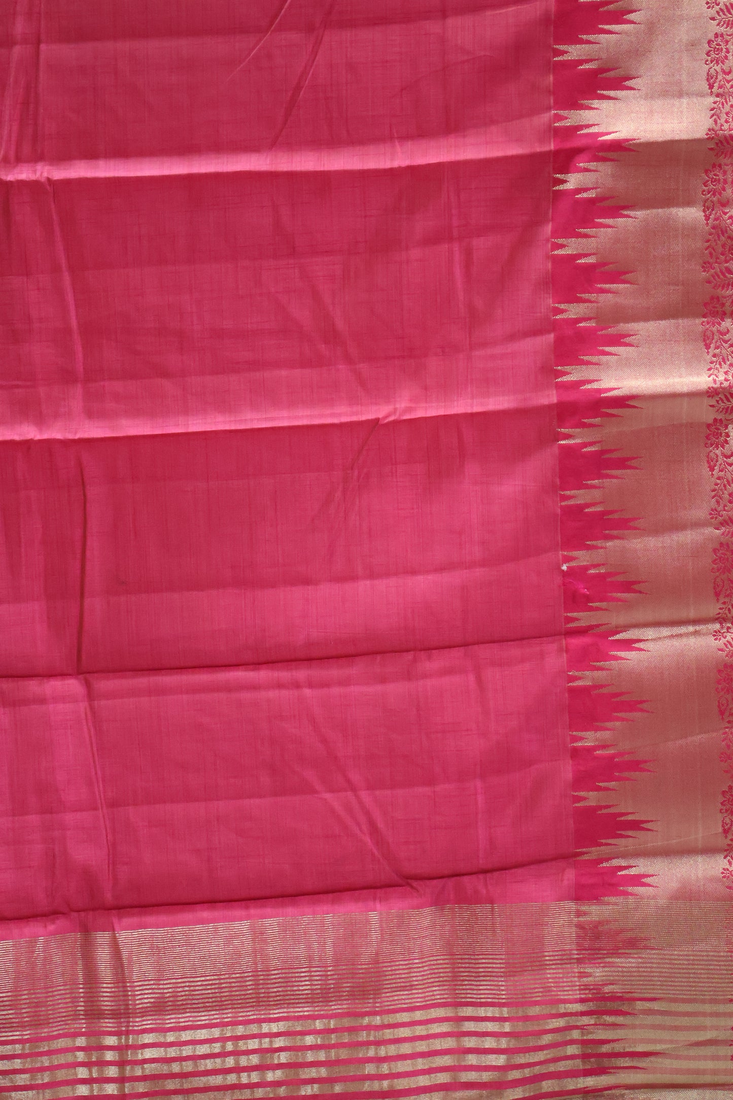 Semi Tussar Saree - Magenta Temp Flower