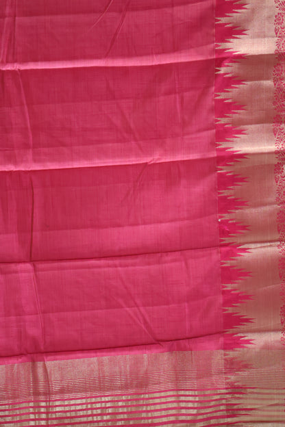 Semi Tussar Saree - Magenta Temp Flower