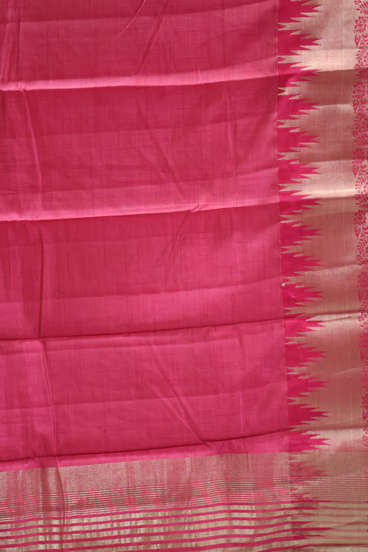 Semi Tussar Saree - Magenta Temp Flower