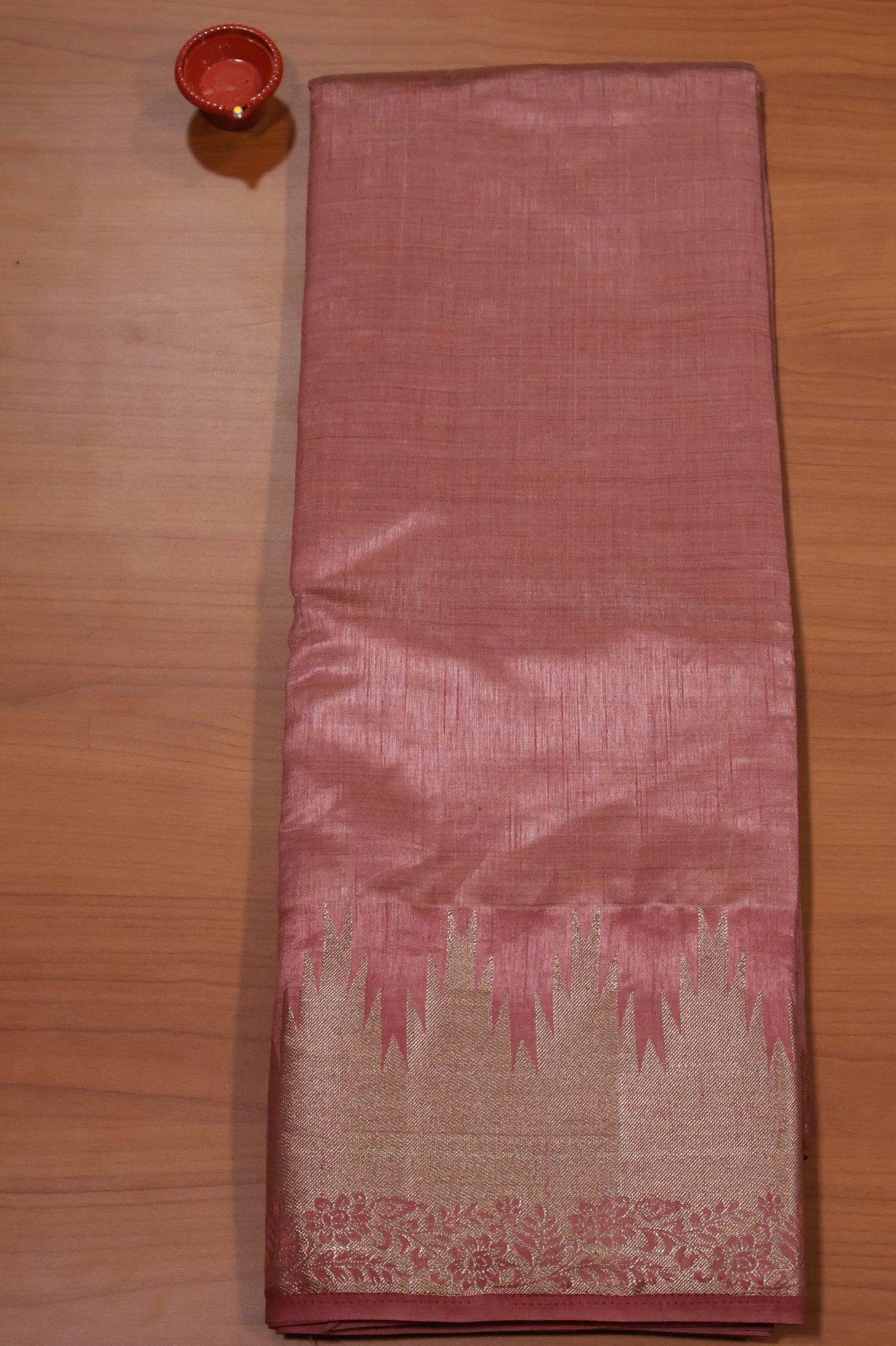Semi Tussar Saree - Lite Pink Temp Flower