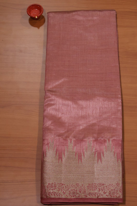 Semi Tussar Saree - Lite Pink Temp Flower