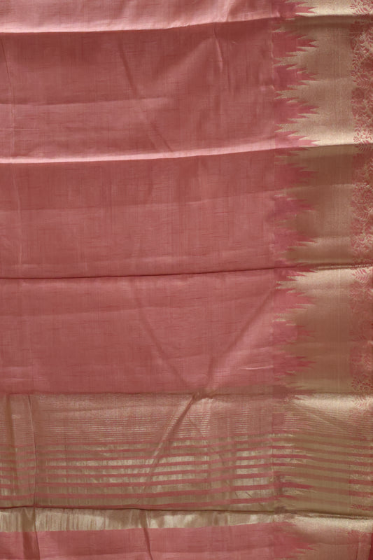 Semi Tussar Saree - Lite Pink Temp Flower