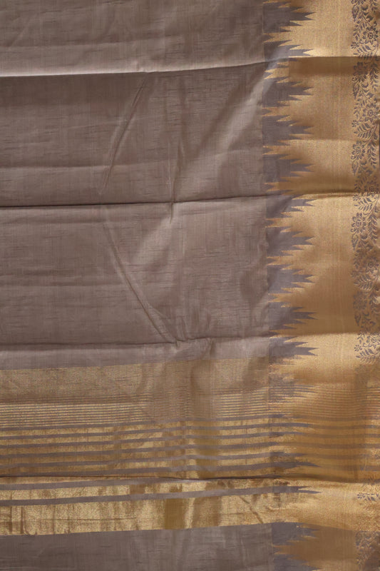Semi Tussar Saree - Grey Temp Flower