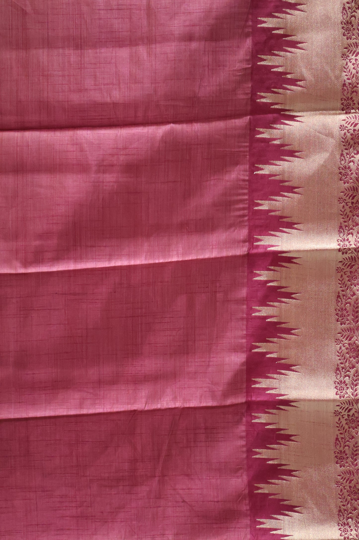 Semi Tussar Saree - Wine Temp Flower