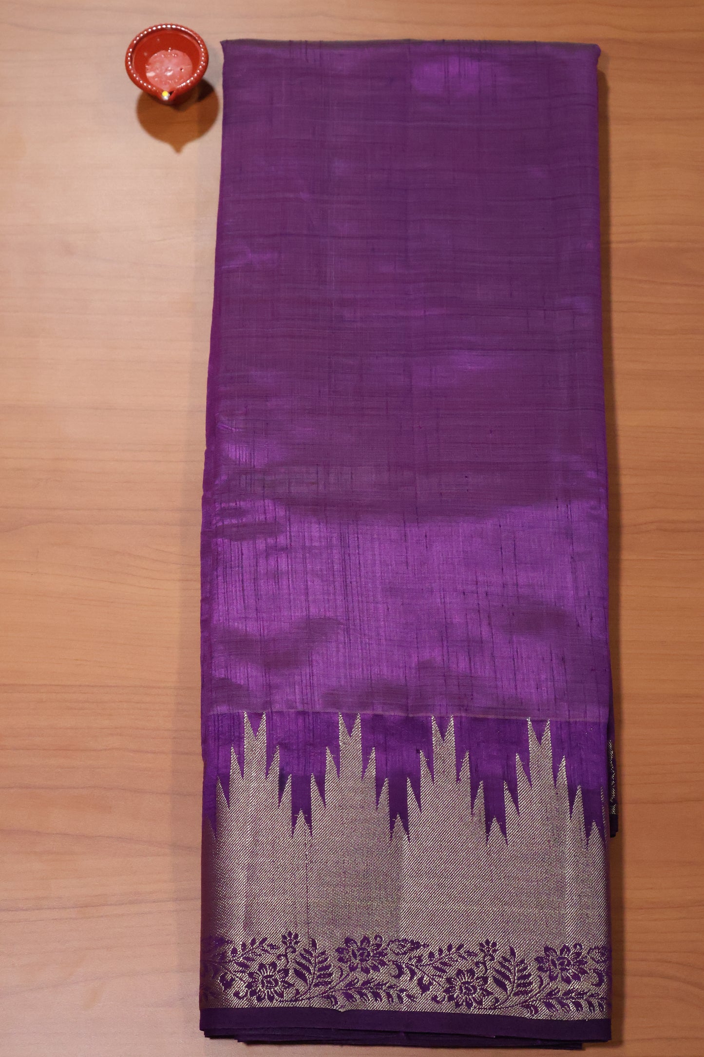 Semi Tussar Saree - Voilet Temp Flower
