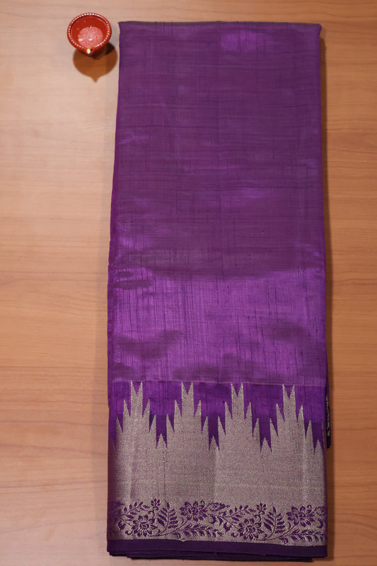 Semi Tussar Saree - Voilet Temp Flower