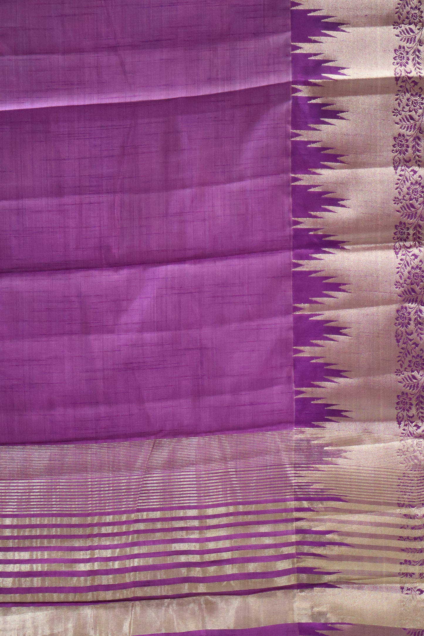 Semi Tussar Saree - Voilet Temp Flower