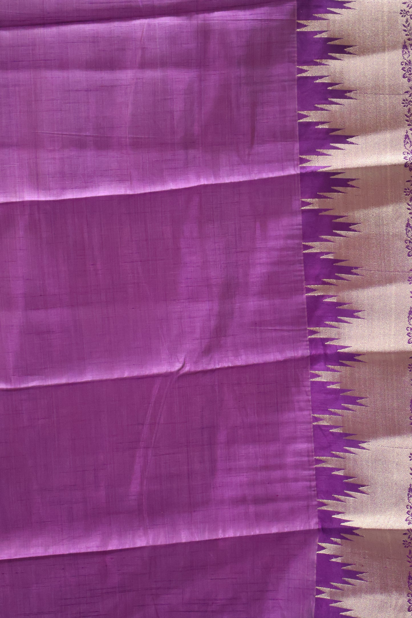 Semi Tussar Saree - Voilet Temp Flower