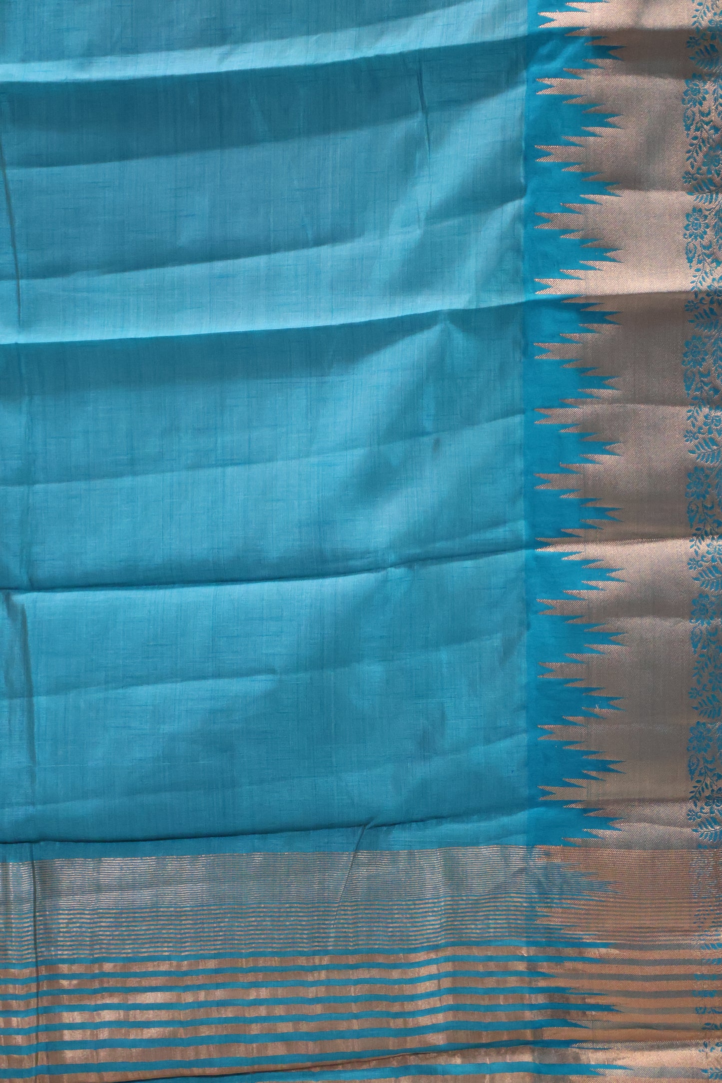 Semi Tussar Saree -Sky Blue Temp Flower