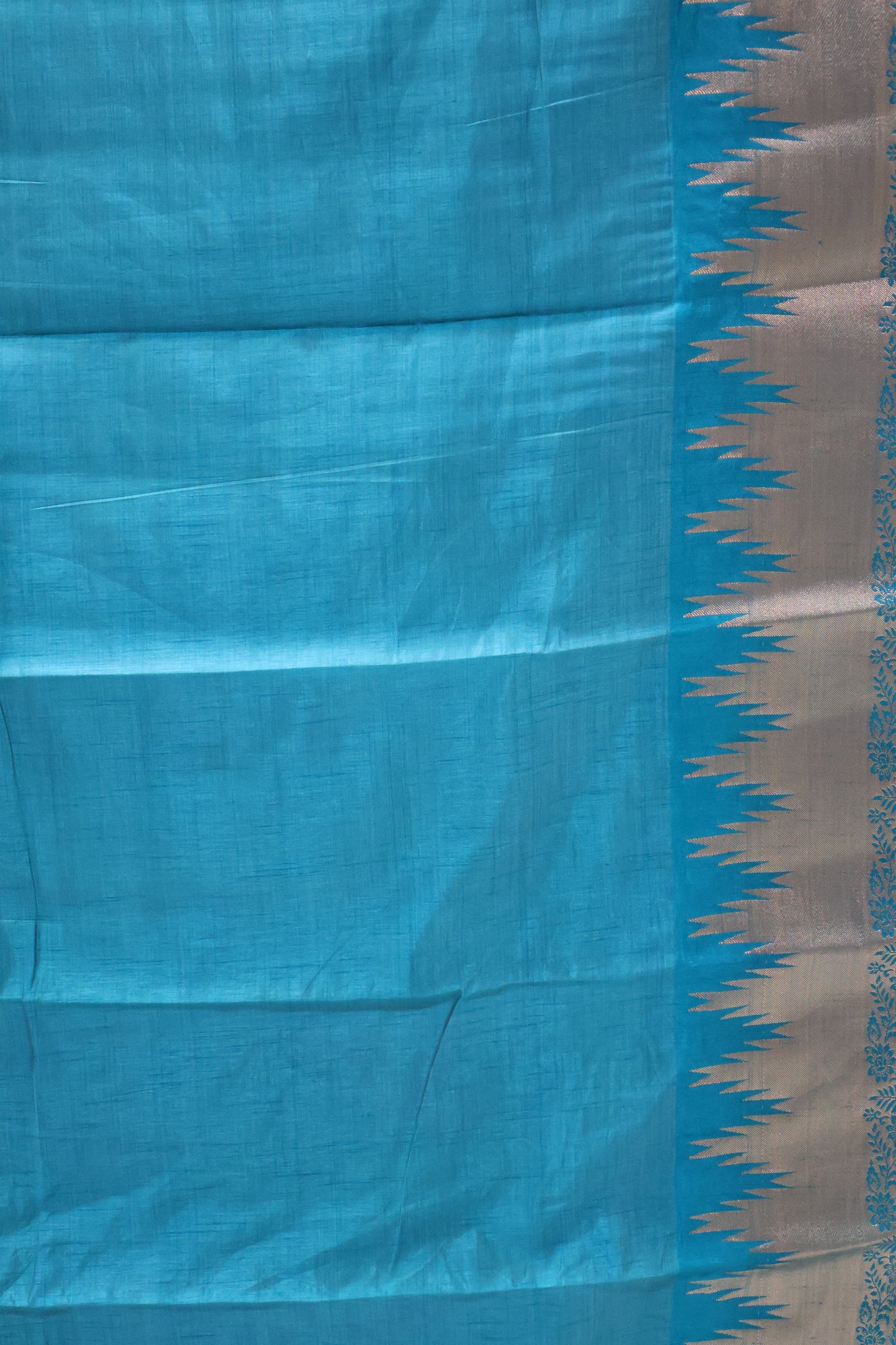 Semi Tussar Saree -Sky Blue Temp Flower