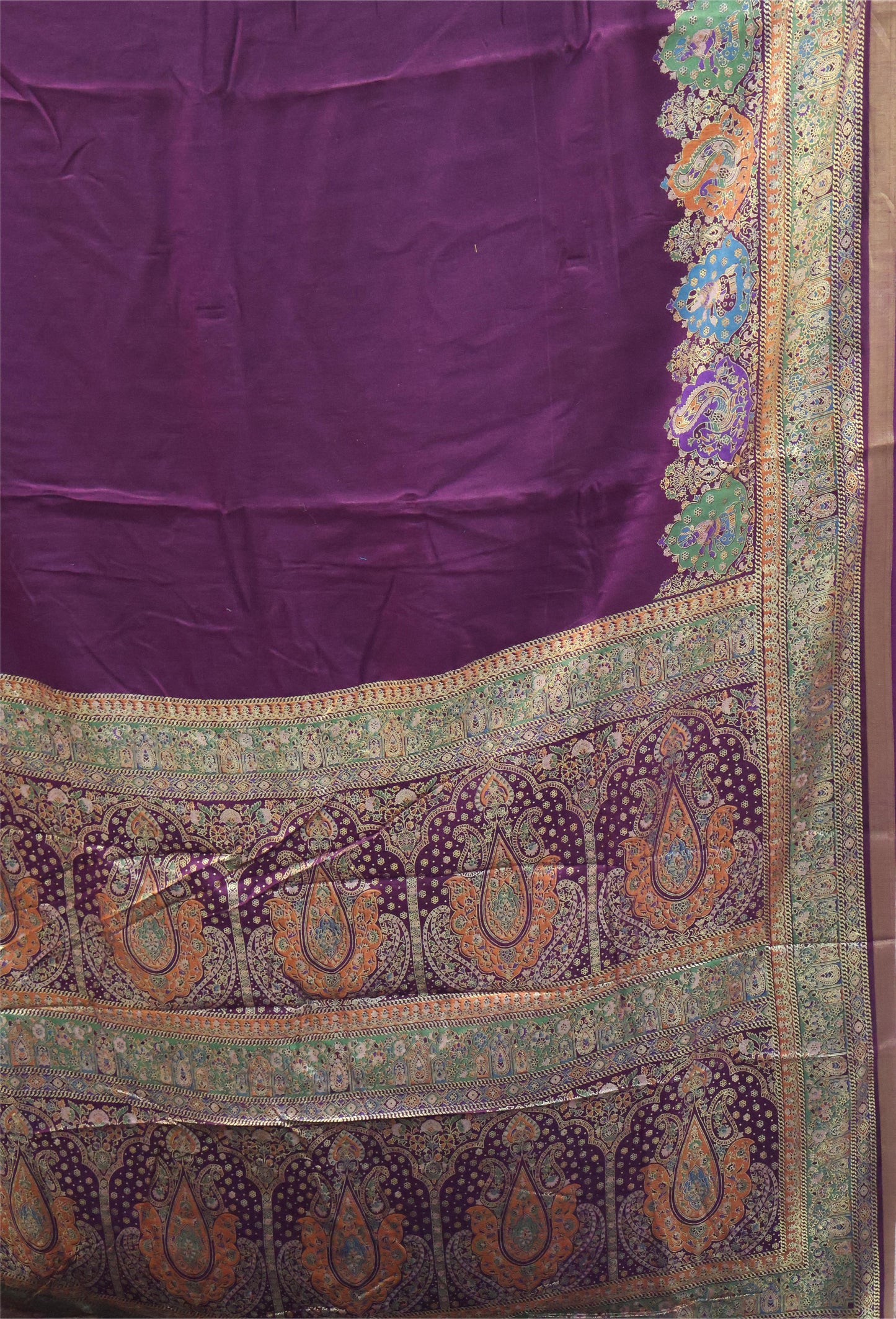 Semi Tussar Saree-Wine Position Print