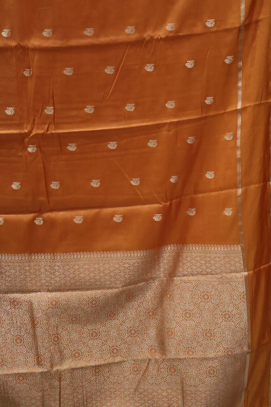Semi Soft Silk Saree- Mustard Plain Double Border