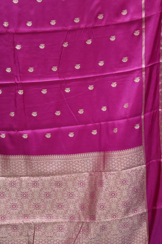 Semi Soft Silk Saree- Purple Plain Double Border