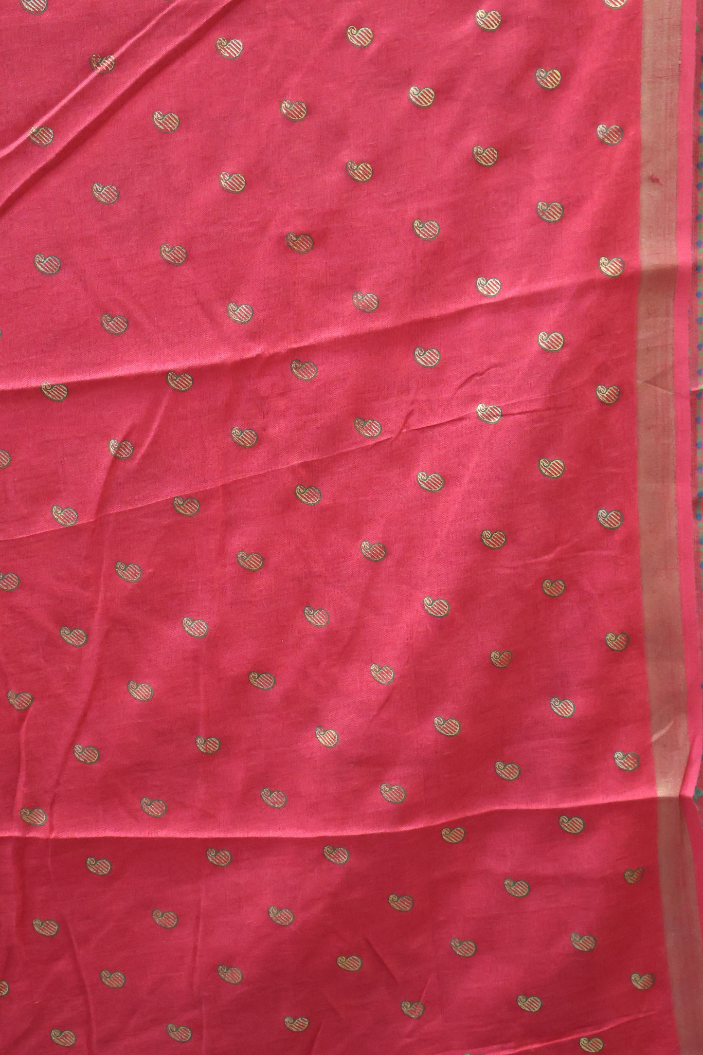 Semi Tussar Saree-Pink Checks Manga Position Print