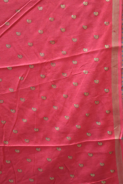 Semi Tussar Saree-Pink Checks Manga Position Print