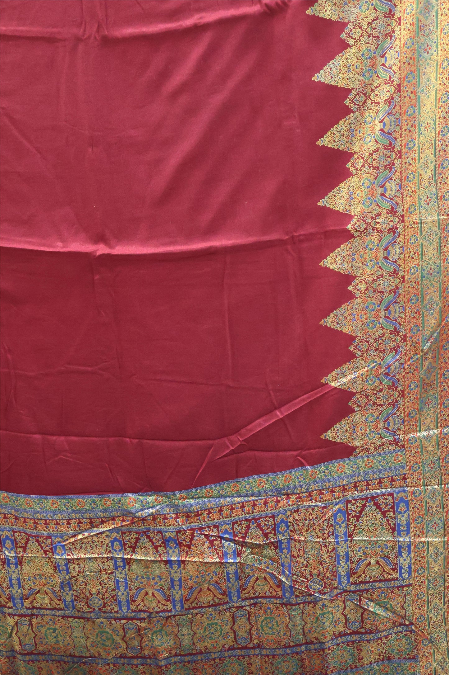 Semi Tussar Saree-Marron Position Print
