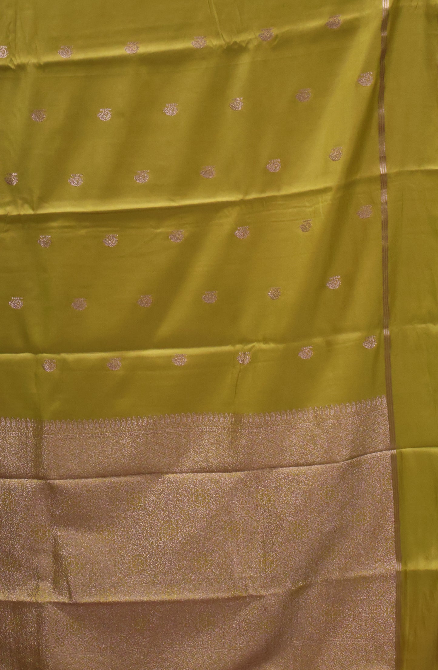 Semi Soft Silk Saree-Yellow Plain Double Border