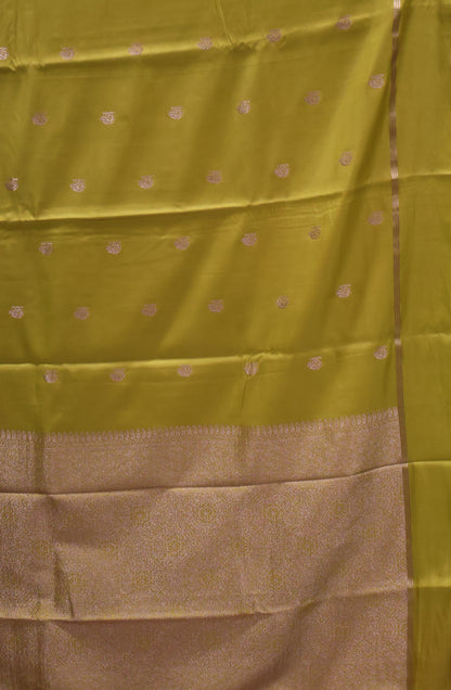 Semi Soft Silk Saree-Yellow Plain Double Border