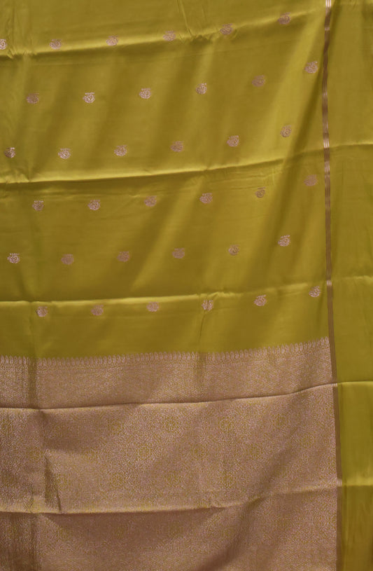 Semi Soft Silk Saree-Yellow Plain Double Border