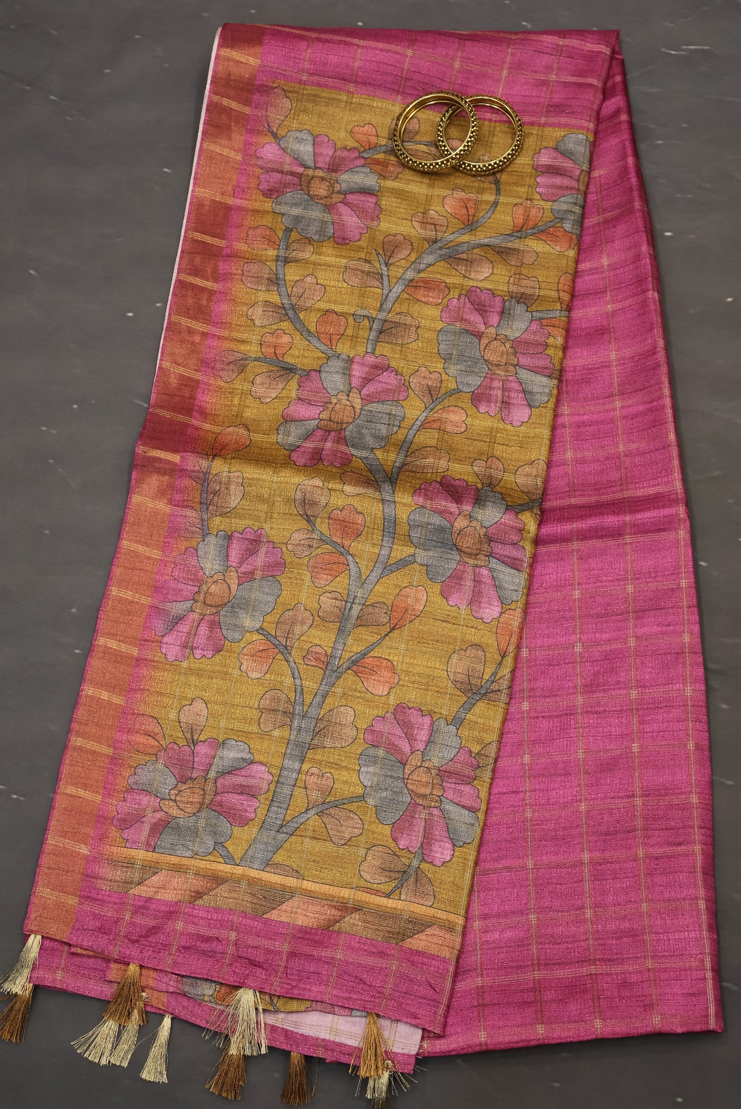 Semi Tussar Saree -Purple Rukmini Print