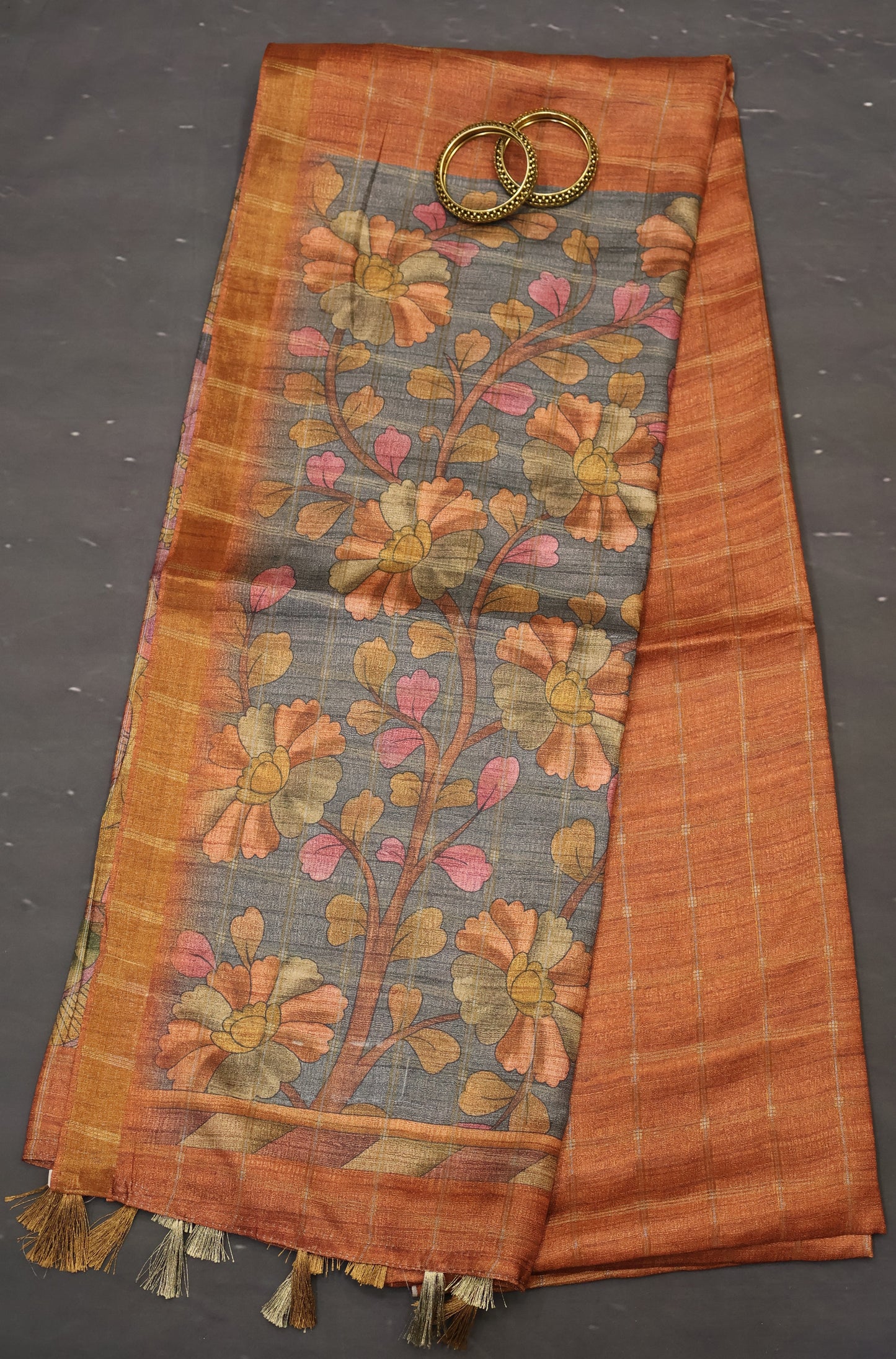 Semi Tussar Saree -Honey Rukmini Print