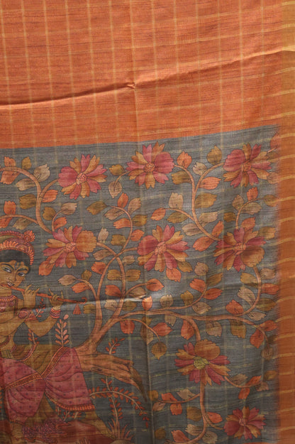 Semi Tussar Saree -Honey Bansuri Print