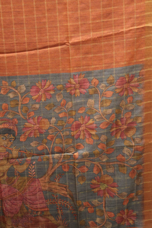 Semi Tussar Saree -Honey Bansuri Print