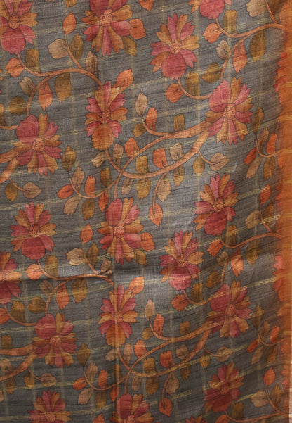 Semi Tussar Saree -Honey Bansuri Print