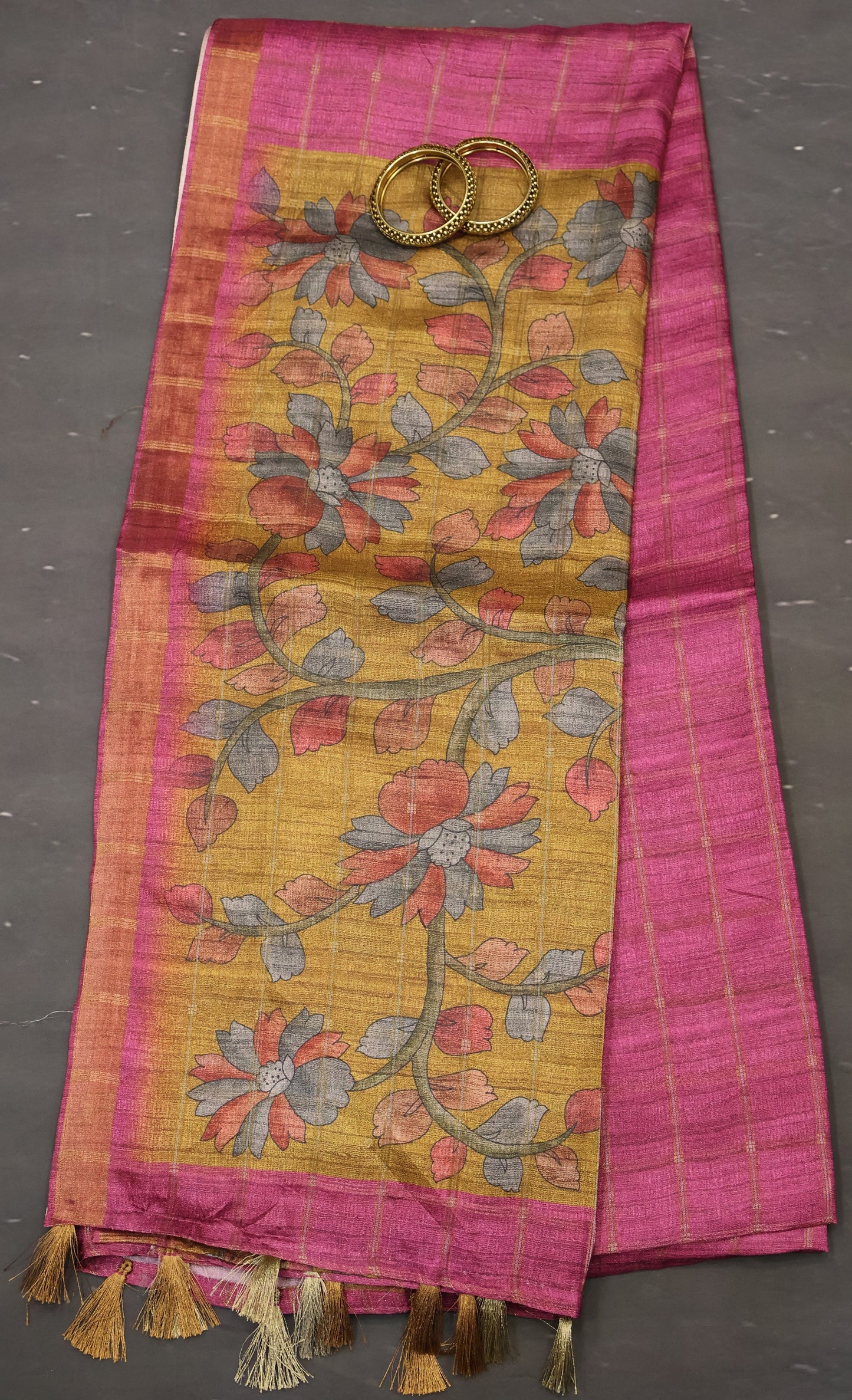 Semi Tussar Saree - Bansuri Print Purple